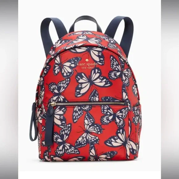 Kate Spade Chelsea Nylon Medium Backpack Butterfly Toss Print Kate Spade Chelsea The Little Better Butterfly Toss Printed  main image 3